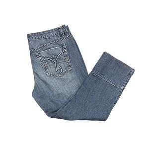 CALVIN KLEIN Women's Denim Cuff Capri Cropped Jeans Light Wash Sz 6